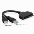 Dual USB 3.0 SATA III Cable 22 Pin Sata to USB Adapter, USB 3.0 to SATA Cable Up to 5 Gbps Support 2.5 Inches Laptop External SSD HDD Hard Drive Adapter Cable. 