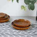 Wooden Plate Tableware Round Solid Wood Dessert Plate Japanese-style Wooden Tray Dried Fruit Snack Plate Walnut Color Wood Plate. 