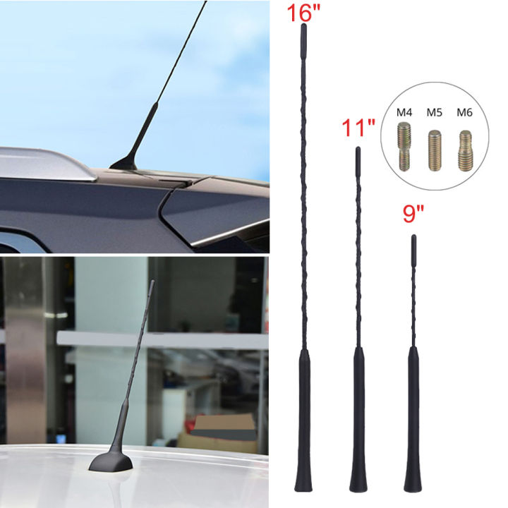 9/11/16 Inch Universal Roof Mount Mast Whip Antenna Enhanced Signal Stereo Radio Screws FM AM Aerial Amplified Car Accessories