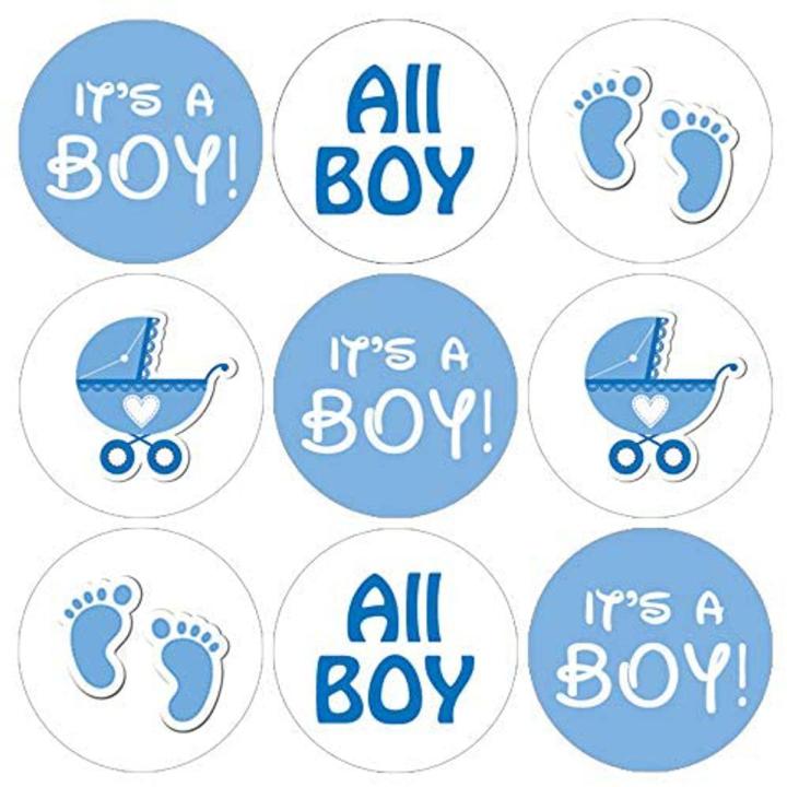 Boy Baby Shower Candy Stickers, Blue Chocolate Drops Labels - 100 Count