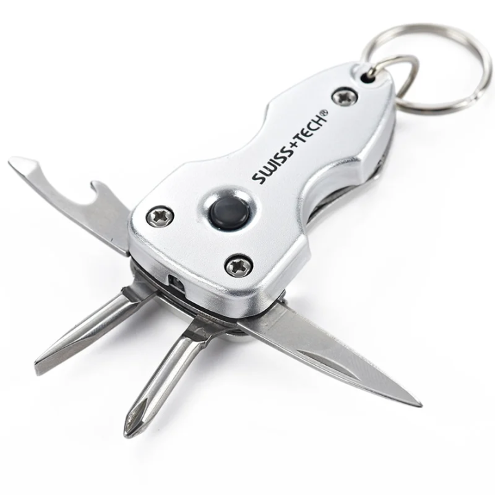 7 in 1 Keychain Multitool with Led Light for Outdoor and Emergency activity - Durable Steel