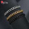 Black/Silver/Golden Cuban Link Chain Wrist / Hand Bracelet for Men / Boys - Mens Jewellery. 