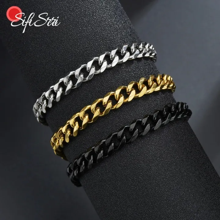 Black/Silver/Golden%20Cuban%20Link%20Chain%20Wrist%20/%20Hand%20Bracelet%20for%20Men%20/%20Boys%20-%20Mens%20Jewellery%20-%20Image%204