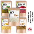 Pack of 5 Orange Peel Powder + Neem Leaves Fine Powder + Rose Powder +Multani Mitti + Rice Powder | Herbal Ubtan Face Pack for Glow & Acne Care | Delhi Gate Organics. 