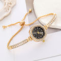New 2024 Fashion Diamond-Embedded Plum Blossom-Shaped Women's Hand Bracelet Watch Women's Quartz Watch. 