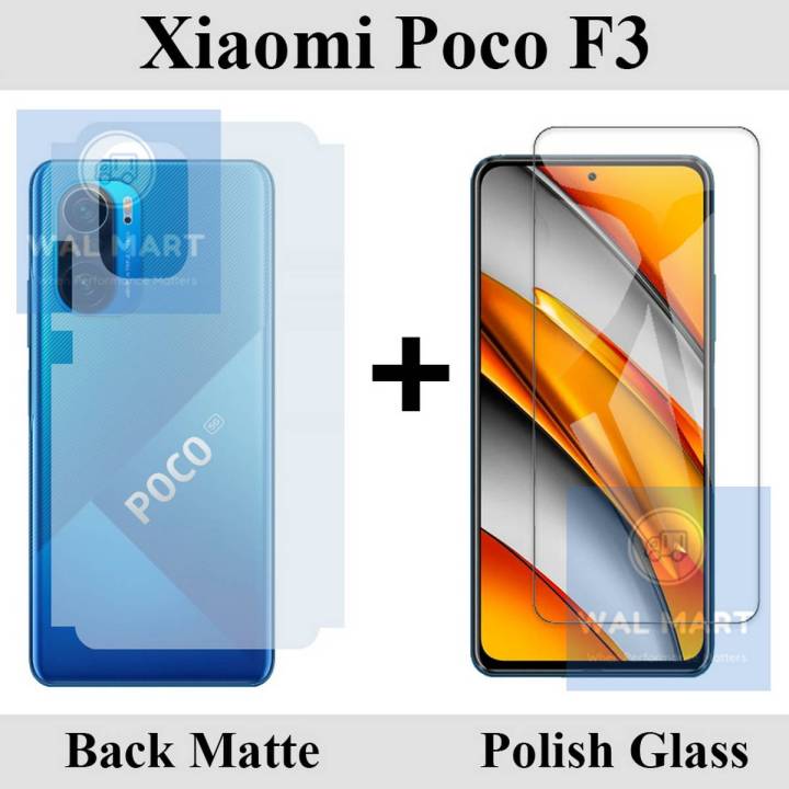 Xiaomi Poco F3 Tempered Glass Screen Protector Polish Glass + Back Matte Protector Soft Skin Sheet Soft Film Protection For Xiaomi Poco F3