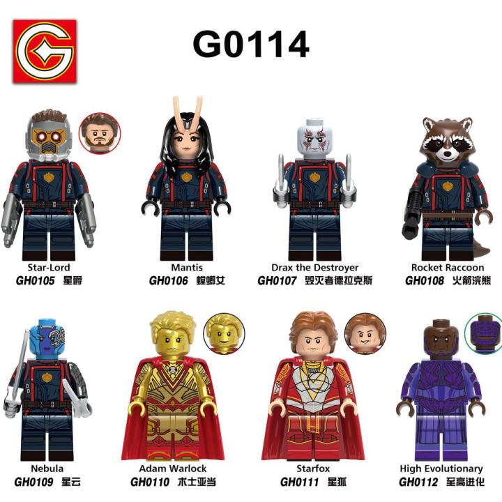 New ingle ale Guardian of the Galaxy Figure Building Block tar Lord Manti Rocket Raccoon Nebula Adam tarfox Minifigure Children Toy G0114