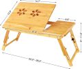Lap Desk, Bamboo Laptop Desk, Adjustable Portable Breakfast Serving Bed Tray with USB Cooling Fan, Foldable Laptop Table Laptop Lap Stand for Bed & Sofa Fits up to 15.6 inch. 