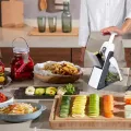 Multifunctional Vegetable Cutter Adjustable Grater Shredding Artifact Kitchen Slicing Mandolin Slicer Safe Vegetable Slicer All Food Chopper Vegetable Cutter Adjustable Dash Safe Mandoline Slicer 5 in 1 Vegetable Cutter. 