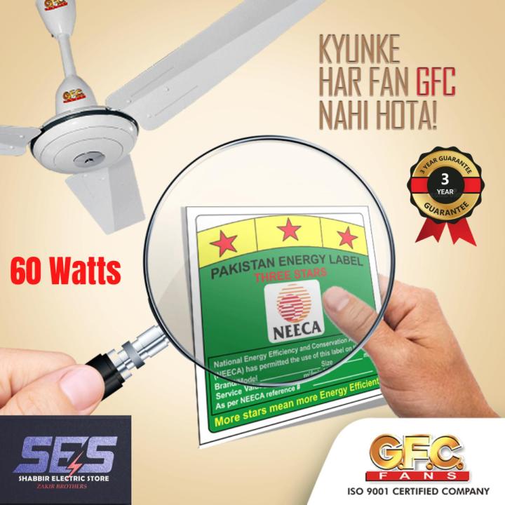 GFC fans ceiling fan energy saver Deluxe Plus model High speed 100% Pure Copper Wire / winding Celling Fans off-white 3 Years motor guarantee Heavy Duty 56 Inches best energy saver ceilling fan for lounge bed dinning drawing room