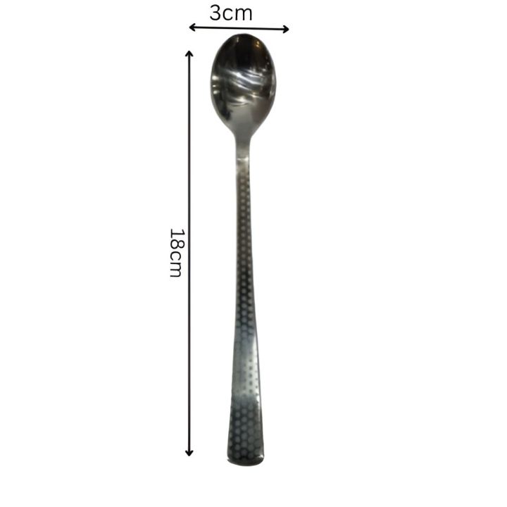 Long Handle Teaspoon 18cm Doted Tea Spoon 6pcs pack 14 Guage Stainless Steel Spoon Coffee Stirring Spoons Kitchen Cutlery  Tableware.