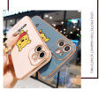 Hontinga for OPPO A53 2020 Back Cover（Free Lanyard）Luxury 6D Plating Little Sweet Bear Side Pattern Case Soft Silicone Square Mobile Cover. 