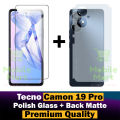 Tecno Camon 19 Pro Glass Protector Polish Screen Tempered + Back Protector Carbon Fiber Matte Soft Skin Sheet For Tecno Camon 19 Pro. 