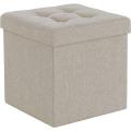 Fabric Linen Storage Ottoman, Padded Foldable Bench, Chest with Lid, 40L Capacity,Fabric Storage Box & Sofa with Cloth Organizer Cubes Organizer with  Holds up to 300 Kg For Bedroom, Hallway, Living Room, Dark Grey. 