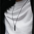 Korean Jewellery Never Fade Stainless Black Bar Locket Necklace Pendant for Boys & Men. 