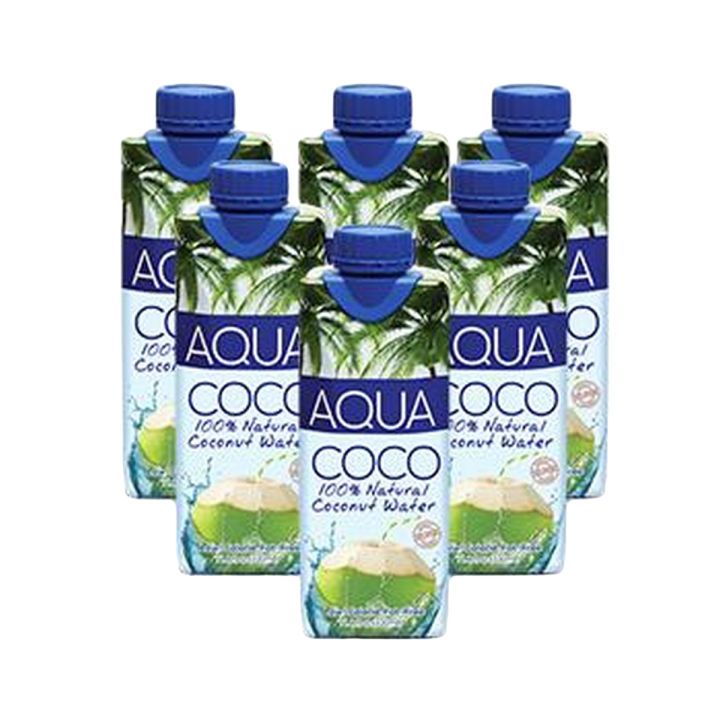 Aqua Coco 100% Natural Coconut Water 330ml (Pack of 6)