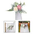 Artificial Rose Flower Swag,with Roses, Green Leaves and Silk Ribbon for Wedding Ceremony Party Decor Wedding Chair Decorations. 