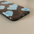 Korean Cute Mint Love Heart Brown Phone Case For iPhone 13 12 11 Pro XS Max X XR 7 8 Plus Shockproof Silicone Soft Back Cover. 