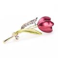 Korean version of European and American fashion temperament drip tulip design unique flower diamond brooch. 