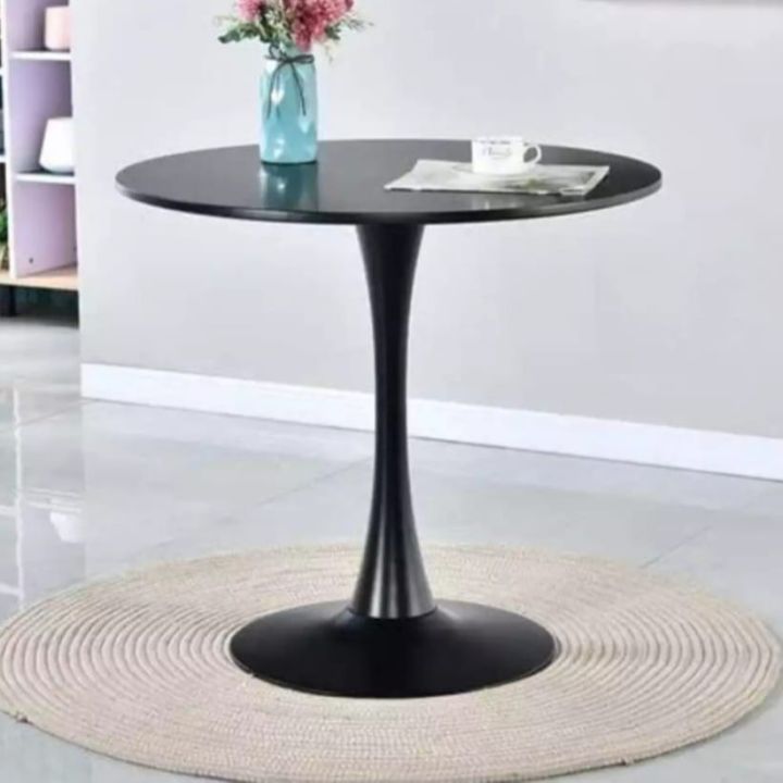 16%20inch%20Black%20Round%20Dining%20Table%20Tulip%20Design,%20Wooden%20Pedestal%20Base,%20Mid%20Century%20Modern%20Small%20Circle%20Table%20for%20Kitchen%20Living%20Room%20Leisure%20Conference%20-%20Image%202