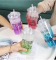 Attractive Acrylic Frosty Mason Jar Ice Cup with Straw and Lid Freezing Gel for Juice 350 ML. 