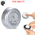 SP Dealz Wireless LED Puck Light, Stick-Anywhere Closet Portable Tap Push Button Stair-Wall Lights for Cabinet, Hallway, Bathroom, Bedroom, Kitchen, 3 Battery Operated Low White Light, Pc1. 
