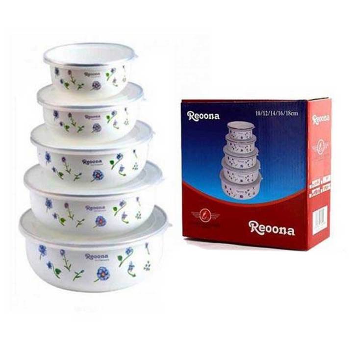 Reoona Kitchen Storage Bowl Set 5 PCS - White Color Reeona Best Bowl.