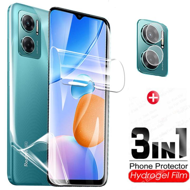 For Xiaomi Redmi 10 5G 3in1 Full Cover Hydrogel Film Redmy 10 5G HD Front + Back Screen Protector Camera Lens Film