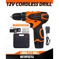 12V Wireless Power Electric Drill & Screwdriver with 2 Batteries. 