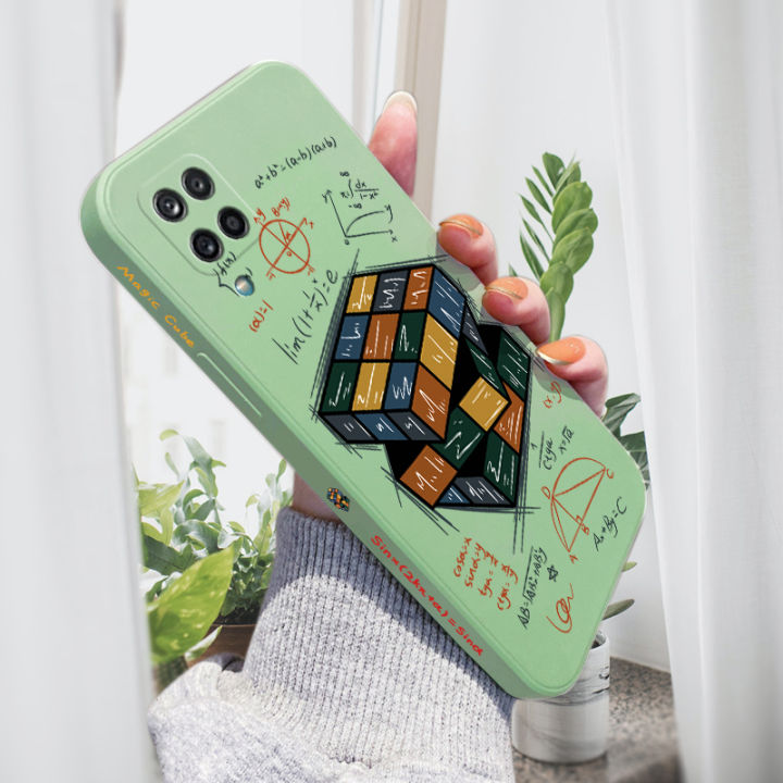 AMORVOR for Samsung Galaxy A42 5G Back Cover Formula Rubik's Cube Side design Soft Case Liquid Silicone Phone Cases
