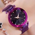 [Best Selling] Waterproof Purple Magnetic Wrist Watch For Girls. 