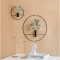 2 Wall Planter (Small & Large) Hanging Succulent Pot Black and Gold Planters Round Glass Plant Pots Home Flower Vase Air Plant Terrariums Container （No Plant）. 