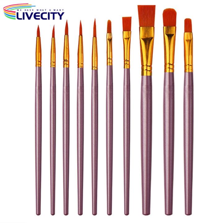 Comfortable Grip Paint Brushes 10pcs Long Handle Watercolor Paint Brushes Set for Artists Soft Bristles Strong Absorbency Round Pointed Ideal for Painting Projects Artist Paint Brushes
