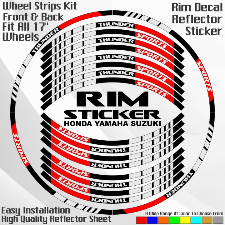 Thunder Sports Reflective Rim Stickers Kit For 17