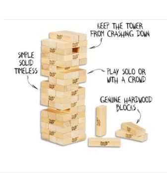 Hasbro Gaming Jenga Classic Game with Hardwood Blocks, Stacking Tower Game for 1 or More Players - Jenga game Wood Toy