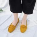 OIMG Leisure Women Round Toe Suede Slip-On Flat Single Peas Boat Shoes. 