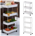 4 Layer Plastic Rolling Utility Cart Slide Out Narrow Kitchen Storage Trolley Rack with Caster Wheels, Storage Shelves Space Saving Home Storage Organizer Racks - White. 
