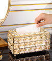 Enclave Golden Tissue Box luxury Crystal Stones Box For Vanity Dresser Table Home Decor (Gold). 