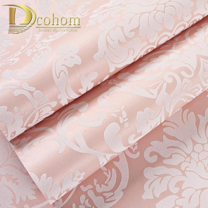 Luxury White Damask 3d Stereoscopic Embossed Wallpaper non woven Wall Paper Roll Bedroom Living Room Wall Cover Blue Cream Pink