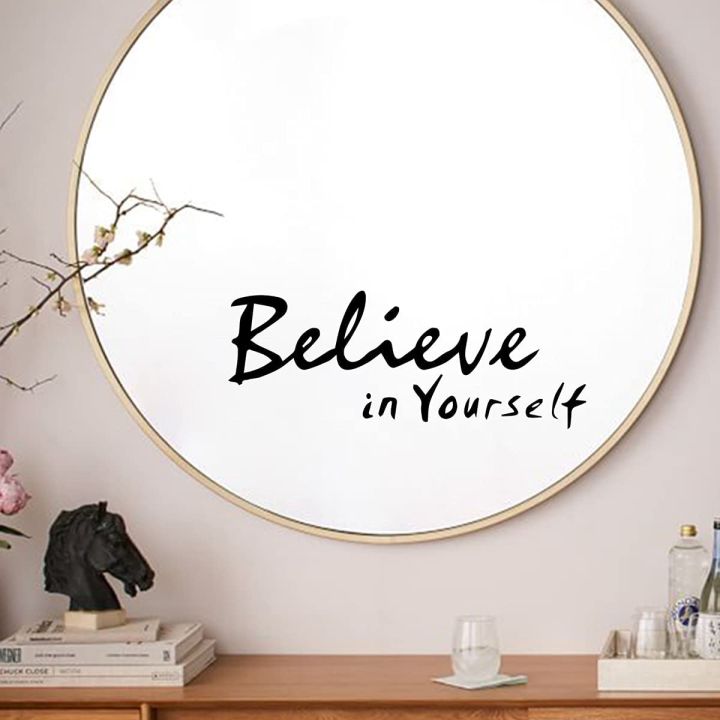 WallsArt Store Believe in Yourself Quote Mirror Decal, Inspirational Quotes Stickers Positive Wall Sayings Motivational Wall Words Peel and Stick Letters Decor for Bedroom, Classroom, Office Gifts