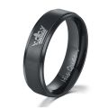 Pack Of 2 - Black Couple Jewelry Her King And His Queen I "Elegant Black King & Queen Stainless Steel Couple Rings – Symbol of Love & Unity". 