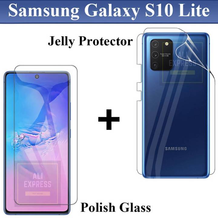 Samsung Galaxy S10 Lite Tempered Glass Screen Protector Polish Glass + Back Jelly Protector Clear Soft Film Protection Hydrogel For Samsung Galaxy S10 Lite