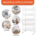 5 Tier Metal Mesh Rolling Cart Storage Trolley Tower Rack Organizer Kitchen Pantry Gap. 