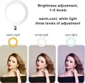 7 Feet Tripod Stand with 26 CM RGB Selfie Ring Light & Mobile Phone Holder for Tiktok Videos Best Quality Metal Tripod Tiktok Light, RGB 26cm Ring Light with 7ft Tripod Stand, Photography Kit - Elegant Home. 