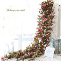 2.3m Artificial Rose Vine Flowers Garland Plant Artificial Flower Hanging Rose Ivy Home Hotel Wedding Party Garden Decor. 