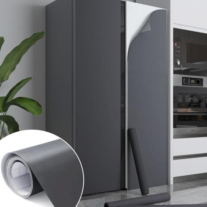 Refrigerator full stickers waterproof oil-proof decorative stickers freezer air conditioner  fridge refurbishment color change pvc film  (Black)