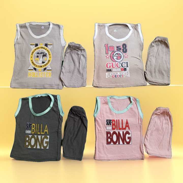 Pack of 4 Kids Sando Suit For Baby And Baba Random Design Size 6 Months to 3 Years