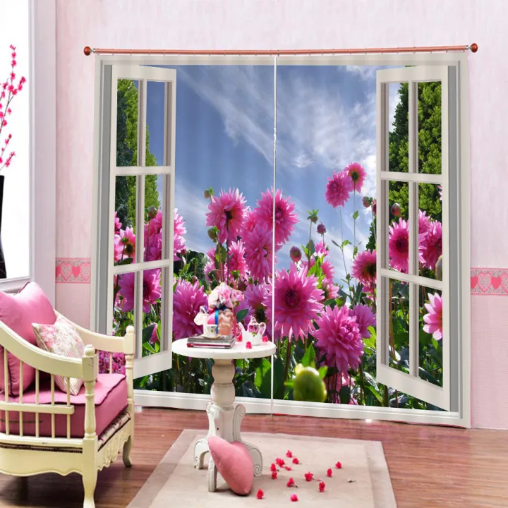 2Pcs%20Landscape%20Scenery%20Window%20Door%20Curtains%20Blinds%203D%20Printed%20Decoration%20-%20Image%203
