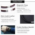 Thin Brown Black Braided Cord Rope Man Made Leather Necklace for Men Chocker Silver Color Stainless Steel Clasp 4/6/8mm LUNM09. 