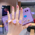 For Samsung Galaxy A20 Back Cover with Love Heart Chain Wrist Strap Fashion Bracelet Shiny Plating Bumper Protective Case Silicone Shockproof Mobile Phone Cases. 